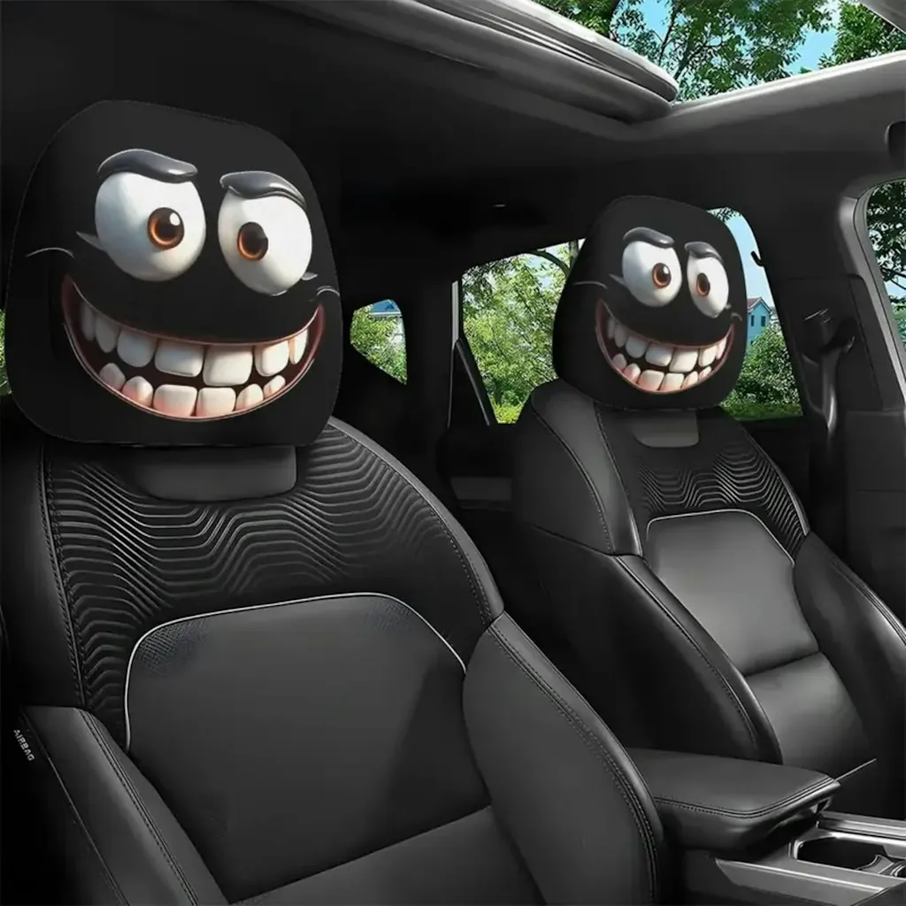 2-Pack Big Eye Cartoon Car Headrest Covers