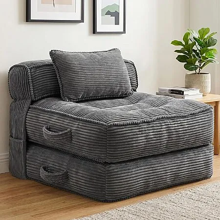 ORWIPO Folding Convertible Sleeper Chair Sofa Bed w/ Pillow (Various Colors)