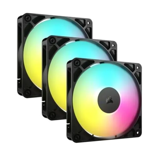 CORSAIR RS120 ARGB 120mm PWM Fans – Daisy-Chain Connection – Low-Noise – Magnetic Dome Bearing – 3 Pack