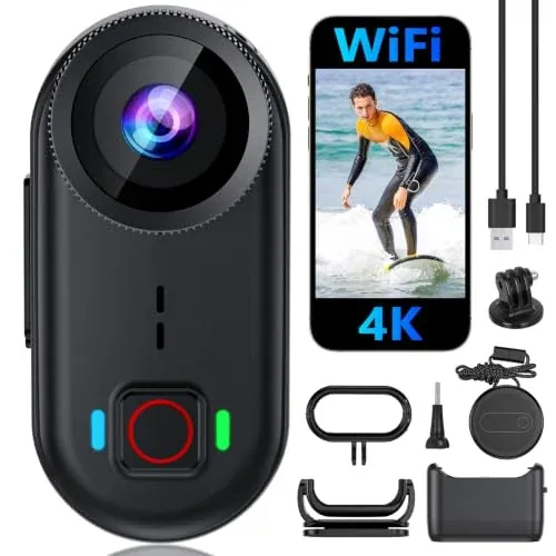 4K Mini Action Camera with 64GB Storage