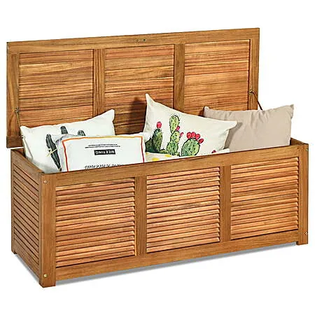 46-Gallon Costway Acacia Wood Deck Storage Box