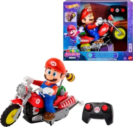 Hot Wheels Mario Wheelie Motocross Remote-Control Motorcycle