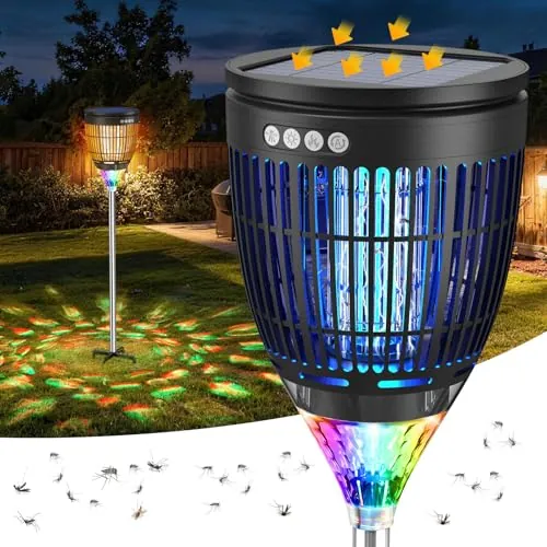 Jinyeda Solar Bug Zapper w/ RGB Lights (Black)