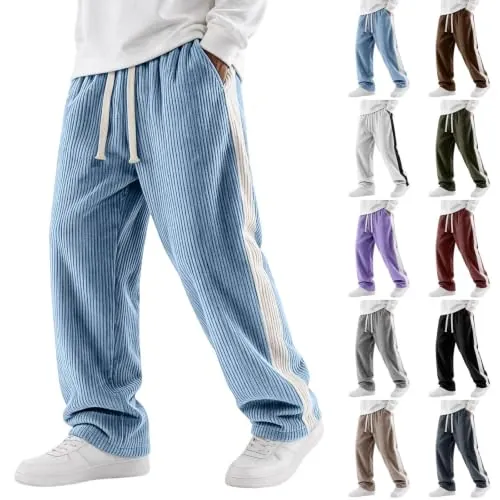 Corduroy Striped Fleece Straight Leg Sweatpants