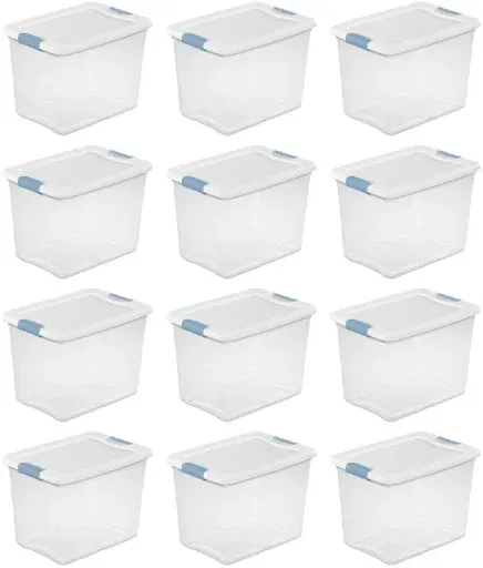 Sterilite 6 Qt. Plastic Stackable Storage Box with Latching Lid (12 Pack)