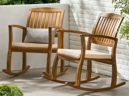 Set-of-2 Noble House Dewitt Outdoor Rocking Chair w/ Cushions