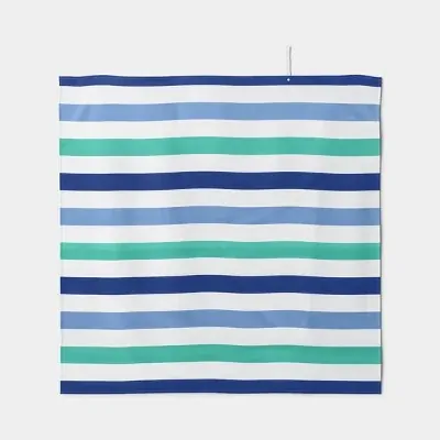 60"x60" Sun Squad Microfiber Multi-Striped Beach Blanket with Snapable Strap
