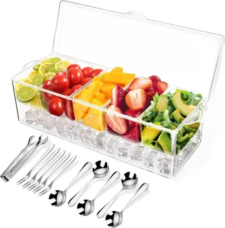 ARSTPEOE Chilled Condiment Server Tray w/ Utensils