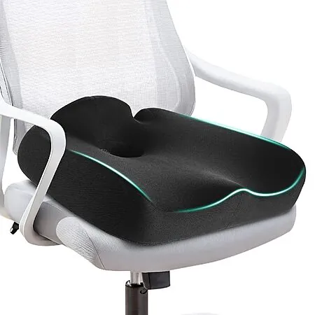 LALUCREATE Ergonomic Memory Foam Seat Cushion for Office Chairs w/ Non-Slip Base