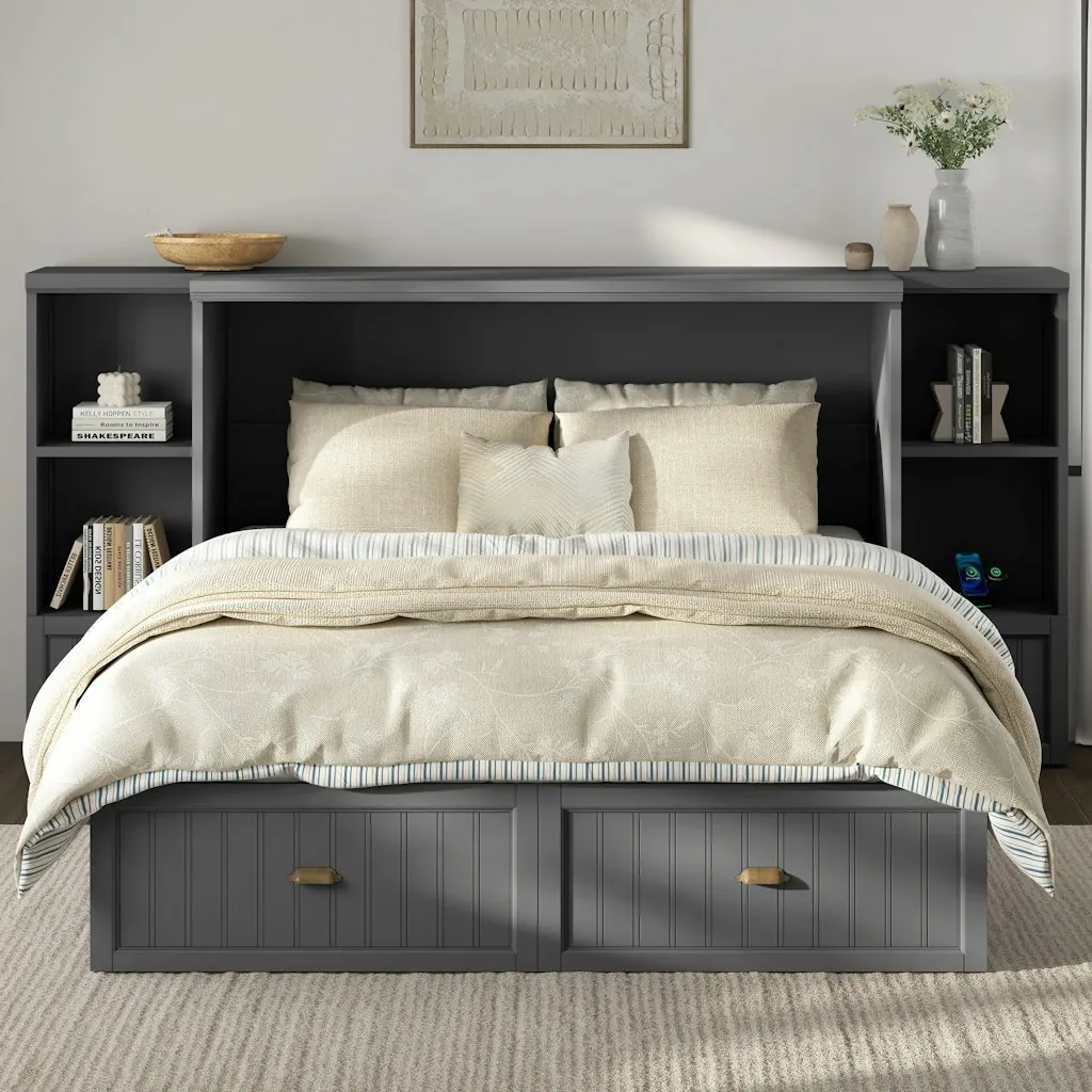Lark Manor Wilkinson Farmhouse Queen Murphy Bed