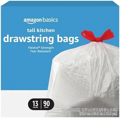 Select Prime Accounts: 90-Ct 13-Gal Amazon Basics Tall Drawstring Trash Bags