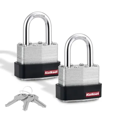 2-Pack Kwikset Laminated Steel Padlock w/ Hardened Steel Shackle