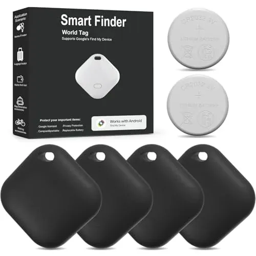 Android Tracker Tags 4 Pack with 2 CR2032 Batteries