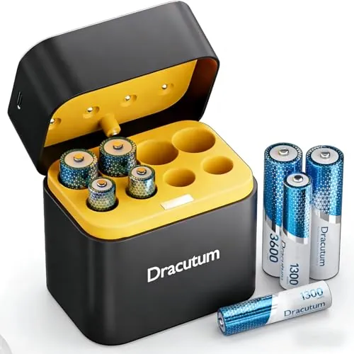 1.5V AA (x4) AAA (x4) Rechargeable Lithium Battery with Charger, 3H Fast Charge