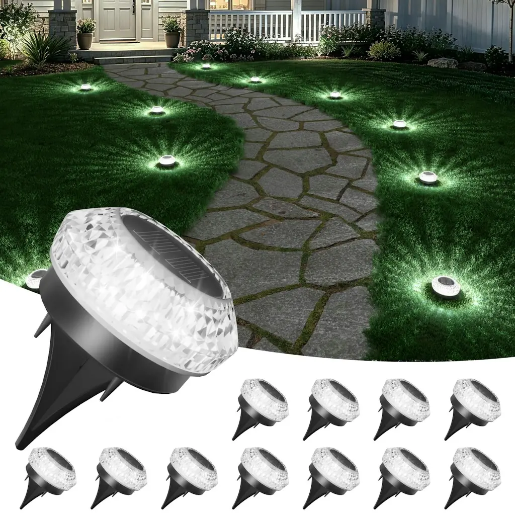 Mini Solar Ground Lights Outdoor Pathway Lights 12-Pack