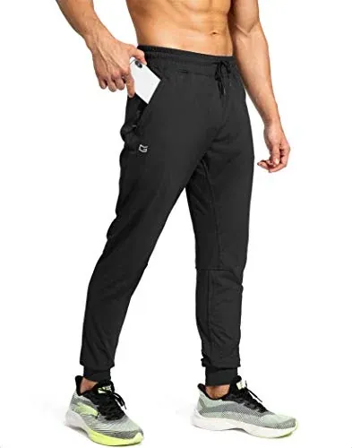 G Gradual Men's Sweatpants with Zipper Pockets Athletic Pants Traning Track Pants Joggers for Men Soccer, Running, Workout (Black, XS)