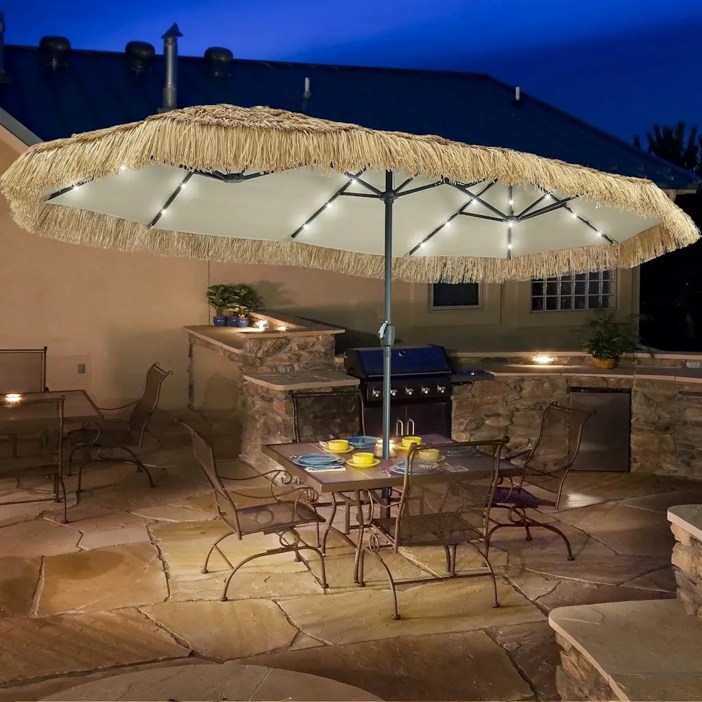 Ainfox 13-Foot Thatched Tiki Patio Umbrella