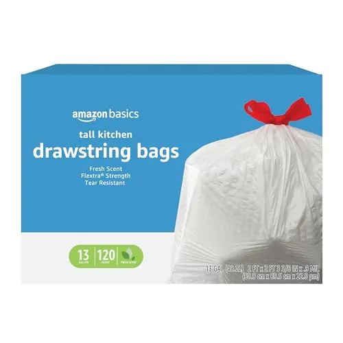 Amazon Basics 13-Gallon Trash Bags 120-Count – Fresh Scent