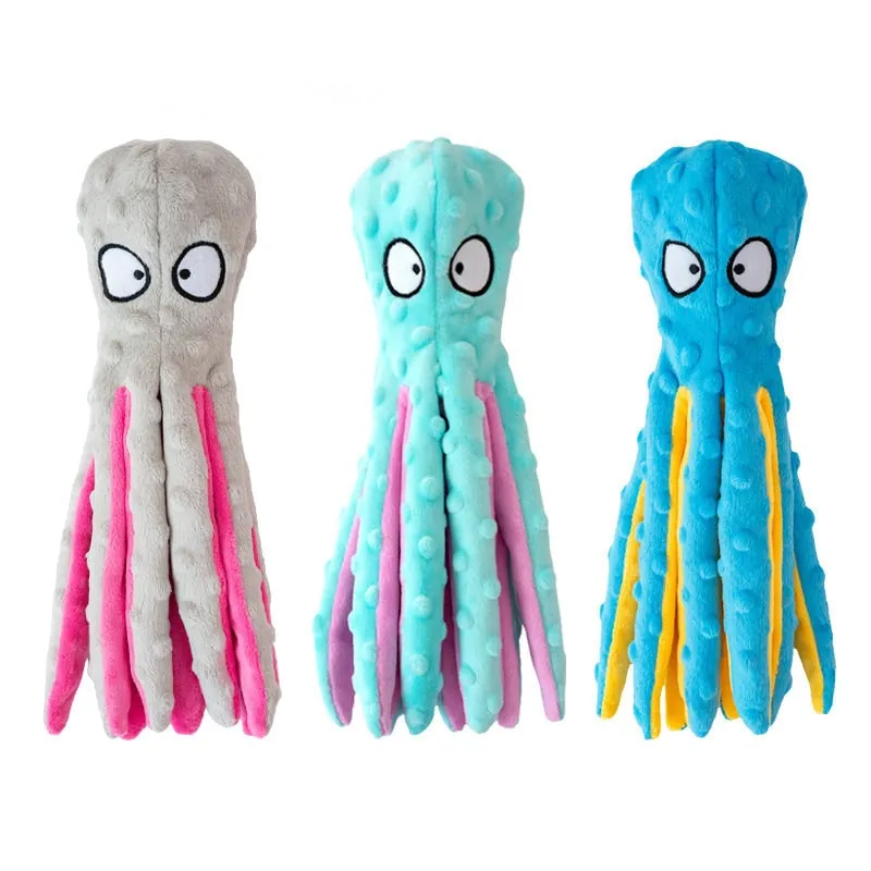 Octopus Squeaky No-Stuffing Plush Dog Toy