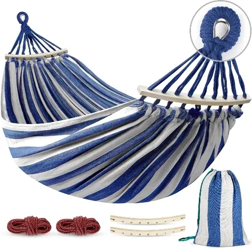 Portable Camping Hammock with Two Anti Roll Metal Knot Tree Straps