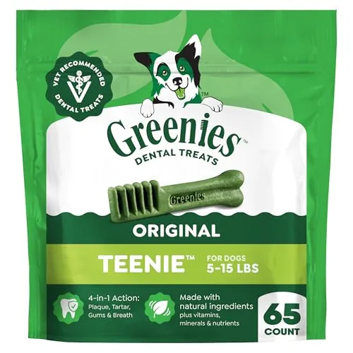 Greenies Teenie Original Natural Dental Dog Treats, Chicken, 65 Count