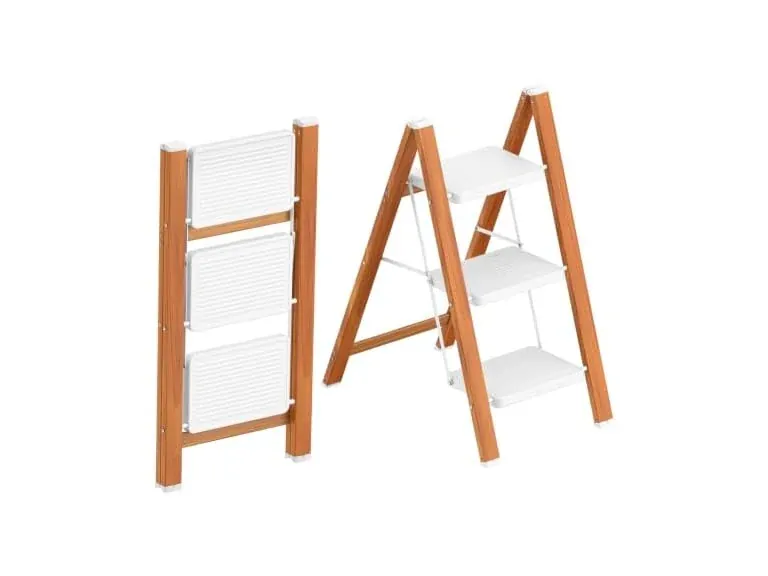 HBTower 3-Step Lightweight Aluminum Folding Step Stool, 330 lb Capacity