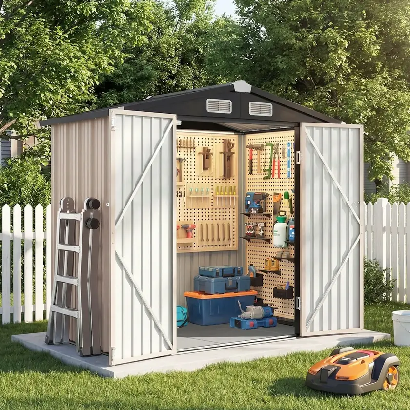 JolyDale 6x4-Foot Outdoor Storage Shed w/ Floor & Double Doors