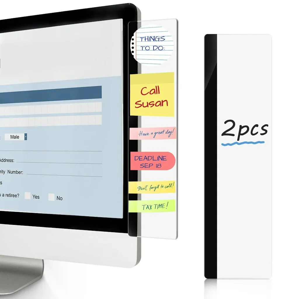 Dollar Boss 11" x 3" Acrylic Monitor Memo Board 2-Pack
