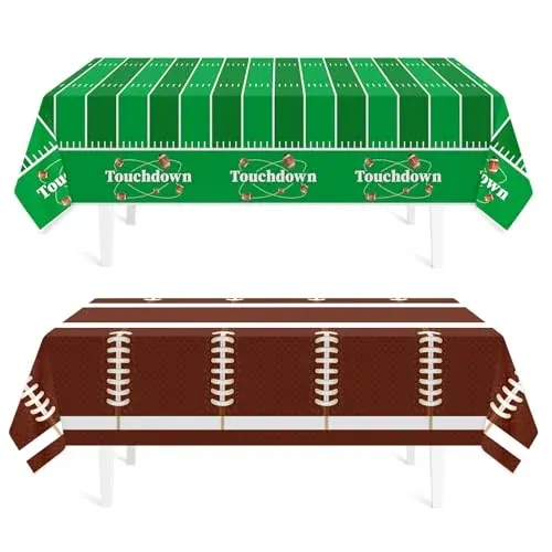 2 Pack Football Tablecloth Disposable Plastic Tablecloth