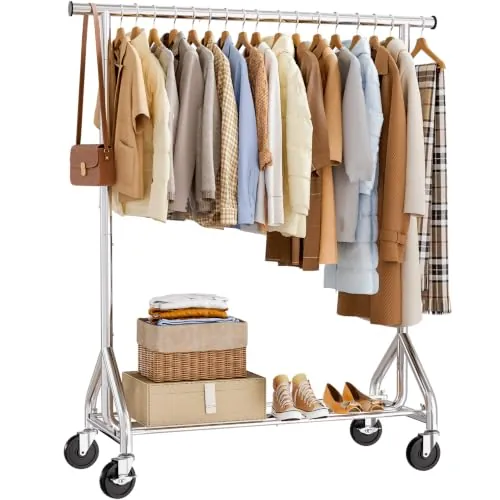 HYSEYY Rolling Heavy Duty Clothes Rack 380 LBS