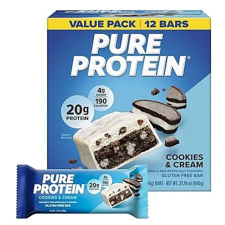 Prime Members: 12-Pk 1.76-Oz Pure Protein Bars (Cookies & Cream)