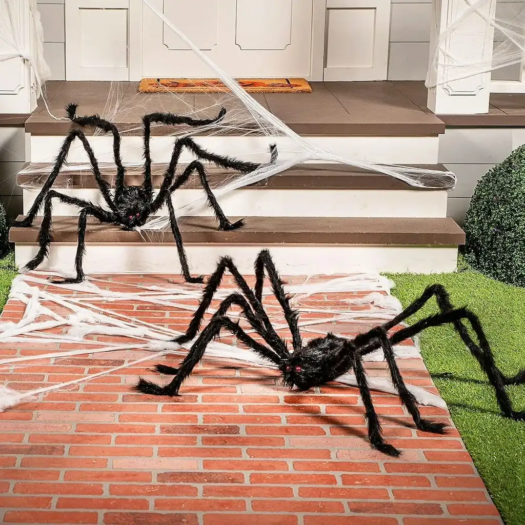 5-Foot Halloween Black Giant Fake Hairy Spider 5-Pack