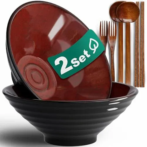 8-Inch 2 Sets Ceramic Ramen Bowl (8 Piece)