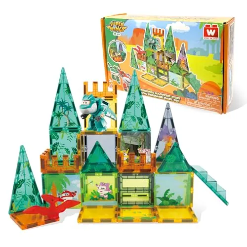 W WISE BLOCK Magnetic Tiles with Tino Dinosaur Transformable Toy