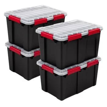 Sterilite 54-Quart Gasket Seal Latch Tote 4-Pack