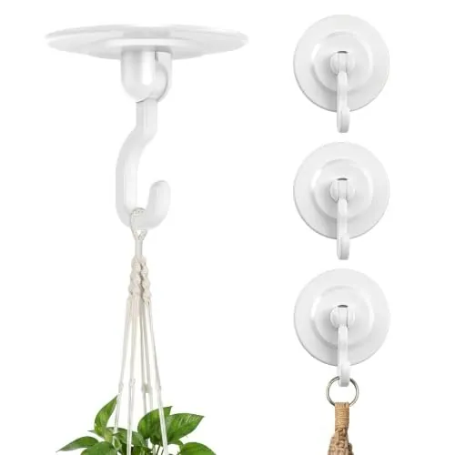 Adhesive 360° Swivel Ceiling Plant Hooks 4-Pack