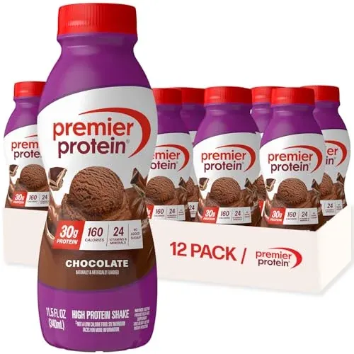 Premier Protein 30g High Protein Shake, Chocolate, 12 Pack