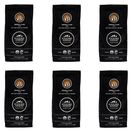 6 Bags Kicking Horse Grizzly Claw Dark Roast Coffee (10oz each)