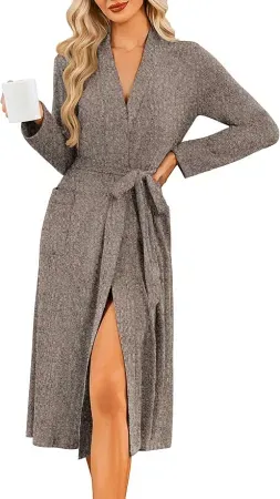 Ekouaer Women's Long Knit Robe w/ Pockets