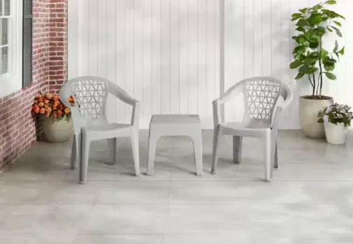 StyleWell Light Grey Penza Stack Resin Outdoor Dining Chair (In-Store Clearance Price)