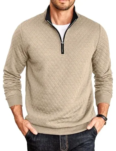 COOFANDY Mens Quarter Zip Pullover