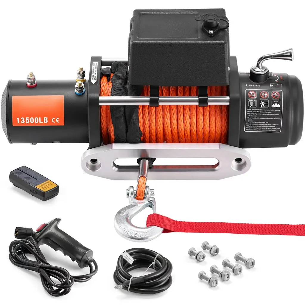 SucceBuy 13,500-lb. Electric Winch w/ 80-Foot Synthetic Rope