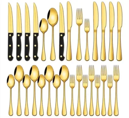 NULAS 24-Piece Gold Silverware Set