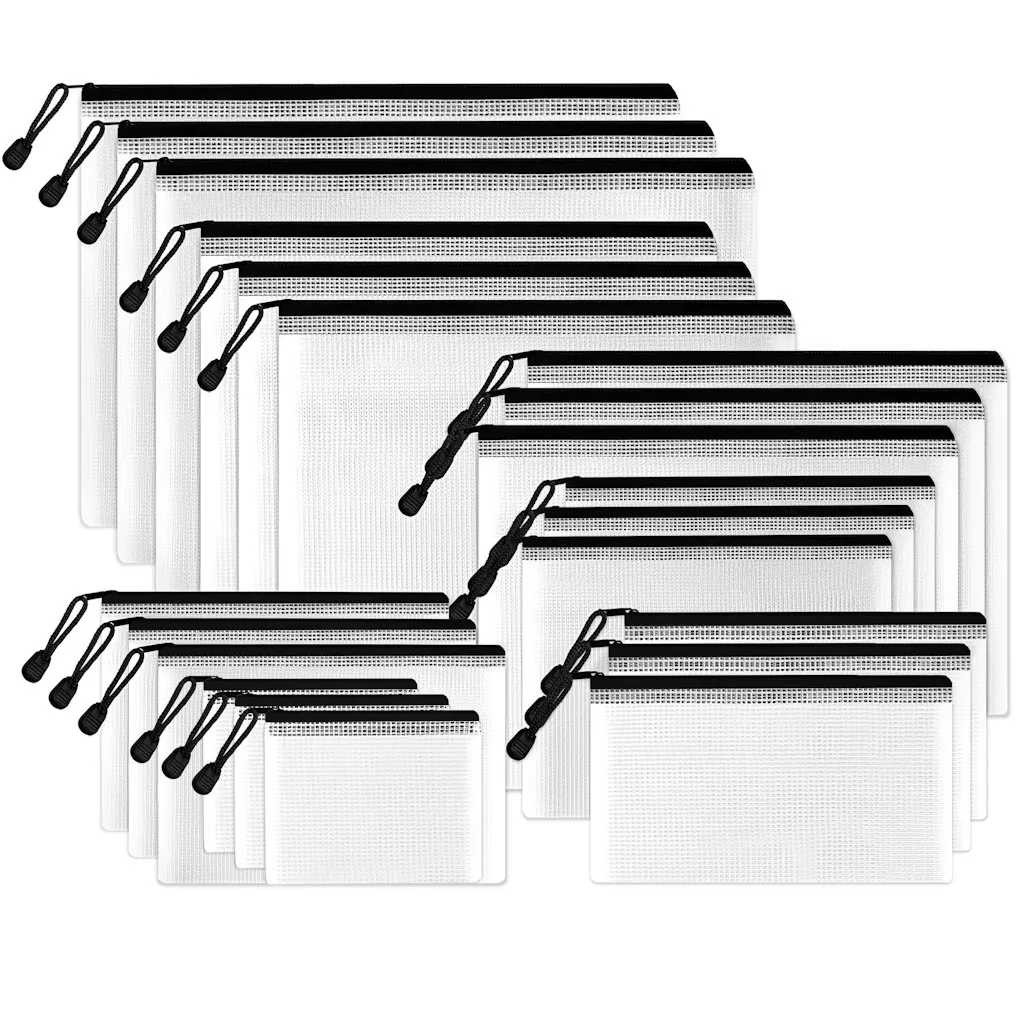 Multisize Mesh Zipper Pouches 21-Pack