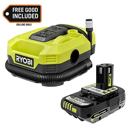 RYOBI ONE+ 18V Cordless 160 PSI Dual Function Inflator/Deflator + 2.0 Ah Battery