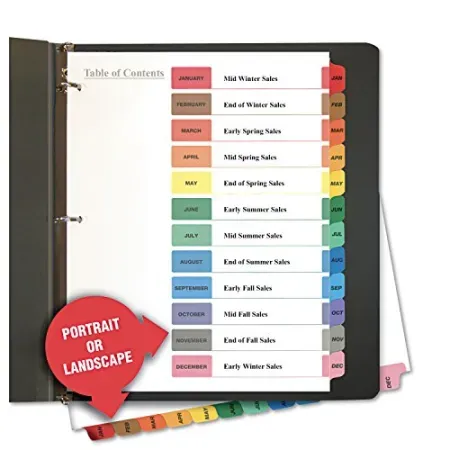 12-Count Universal Table of Contents Dividers