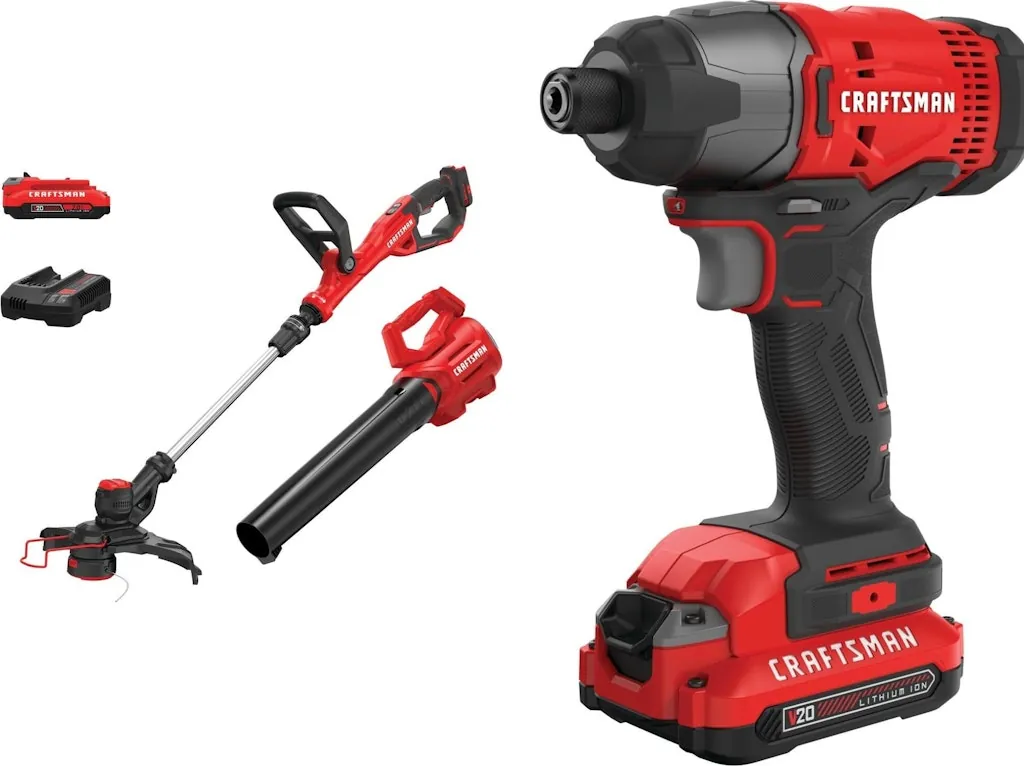 Craftsman V20 Brushless String Trimmer, Leaf Blower & 1/4" Impact Driver Bundle