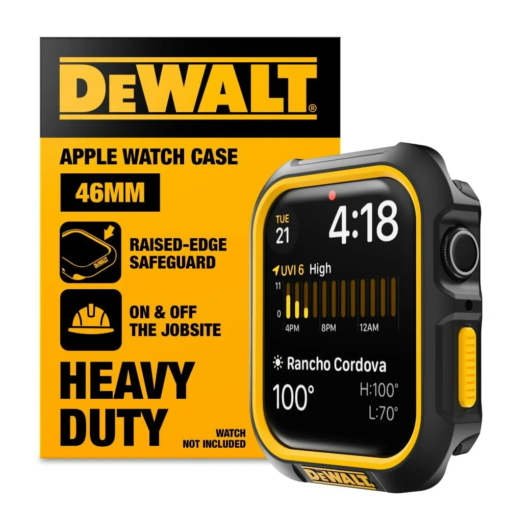 DeWalt Heavy Duty Apple Watch Case 46mm Rugged Snap-On Protective Cover