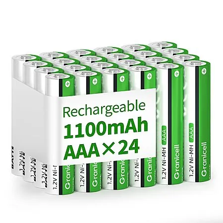 24-Pk Granicell Rechargeable NiMH AAA 1.2V 1100mAh Batteries