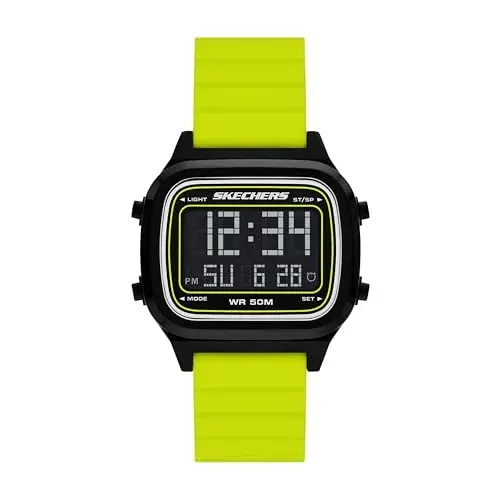 Skechers Men's Fiske Digital Yellow Silicone Watch (SR5260)